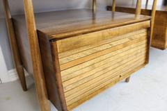 Kai Kristiansen Style Tambour Vertical Door Side Tables in Walnut and Ash