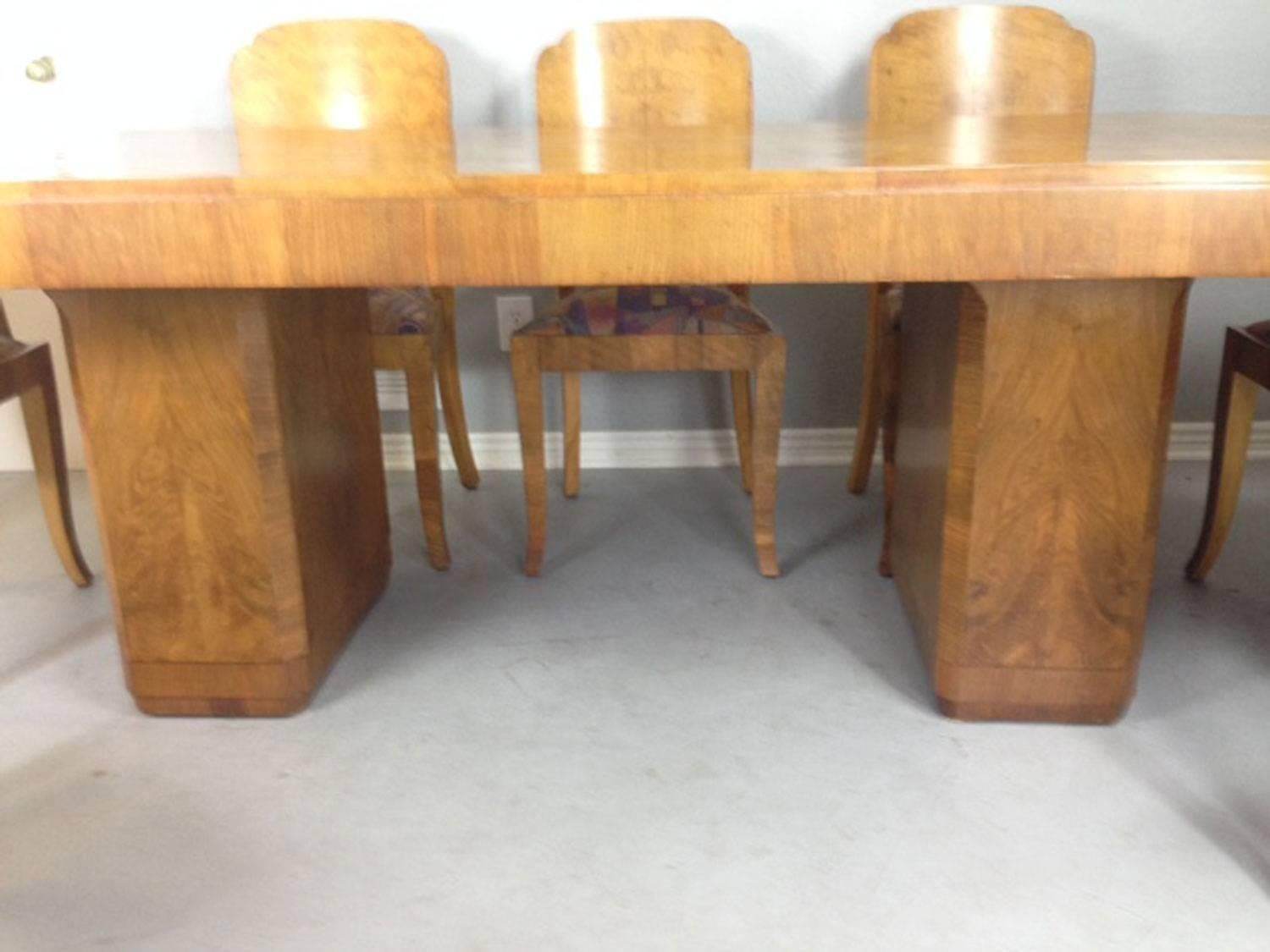 Marcel Guillemard Art Deco Dining Table and Eight Chairs In Good Condition In Phoenix, AZ