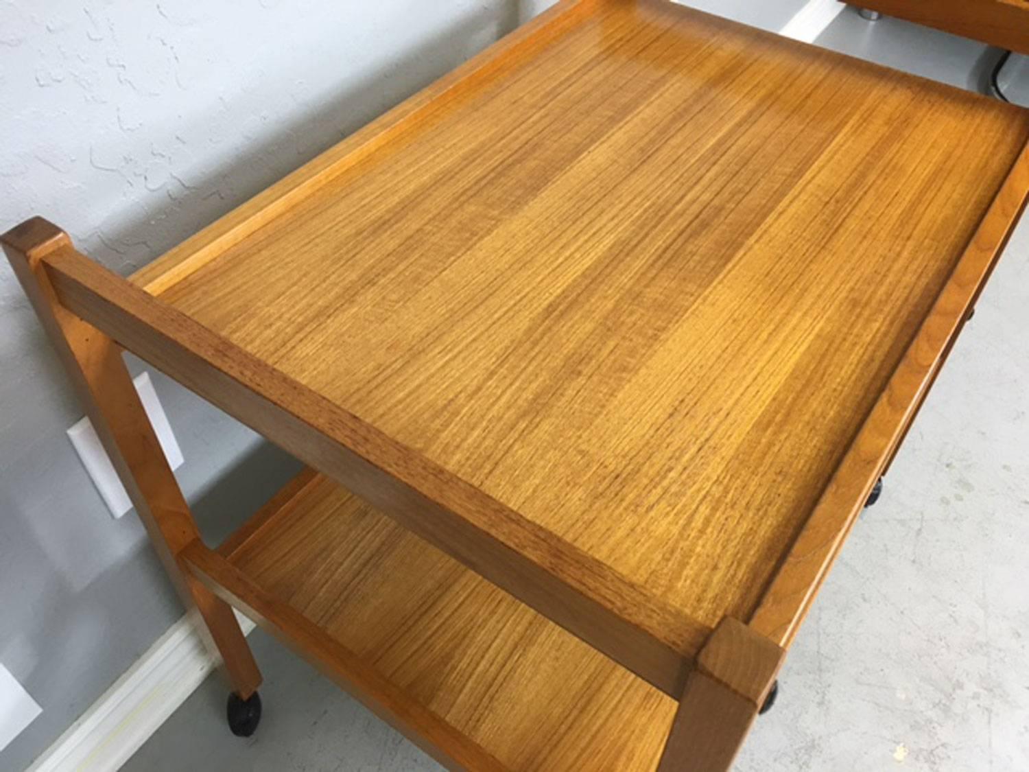 Danish Teak Two-Tier Bar Cart For Sale 1