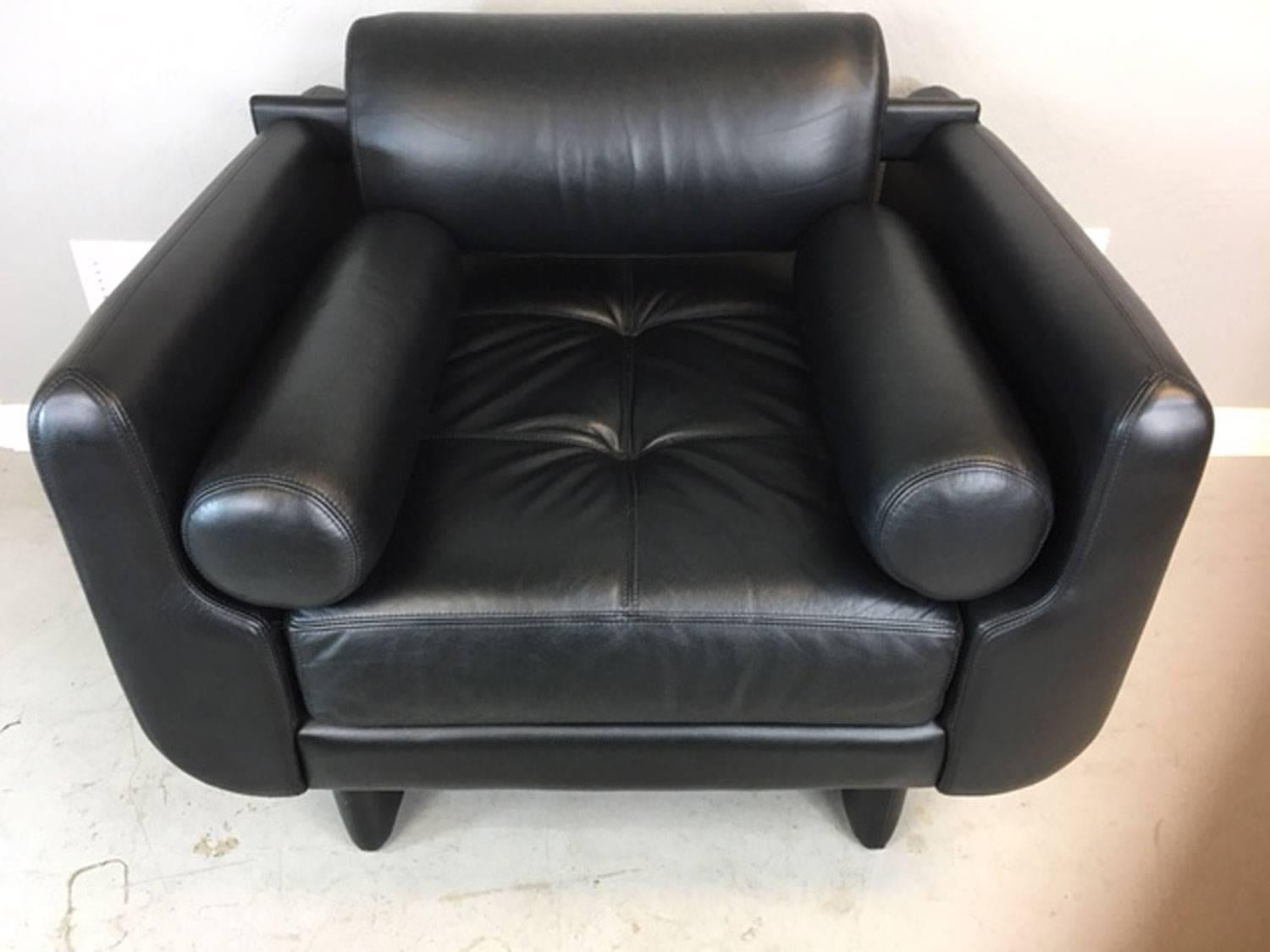 Mid-Century Modern Vladimir Kagan Matinee Leather Club Chair, Pair