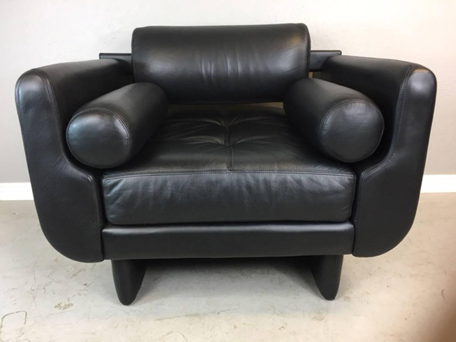 American Vladimir Kagan Matinee Leather Club Chair, Pair