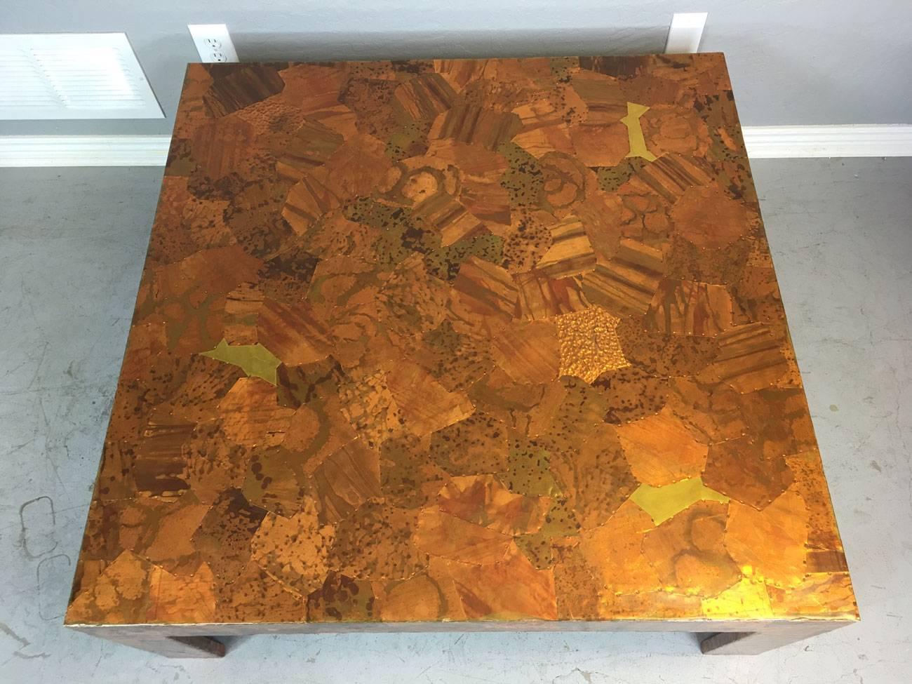 Percival Lafer hand-hammered copper and bronze coffee table. Made in Brazil, circa 1960s. 

Condition: Excellent with minor life wear.