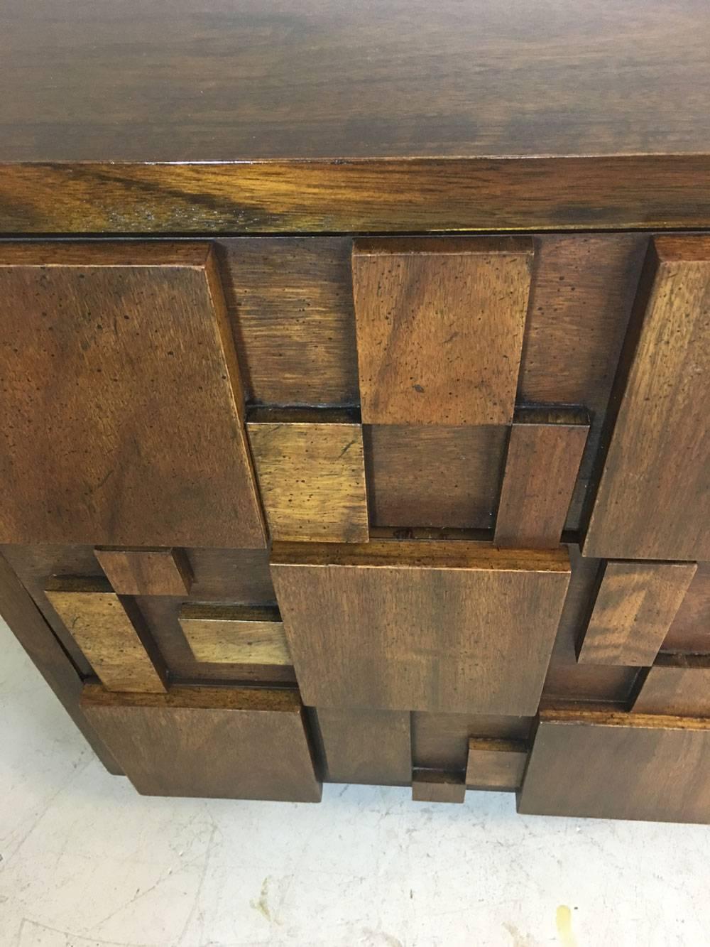 Mid-20th Century Brutalist Nine-Drawer Dresser by Lane