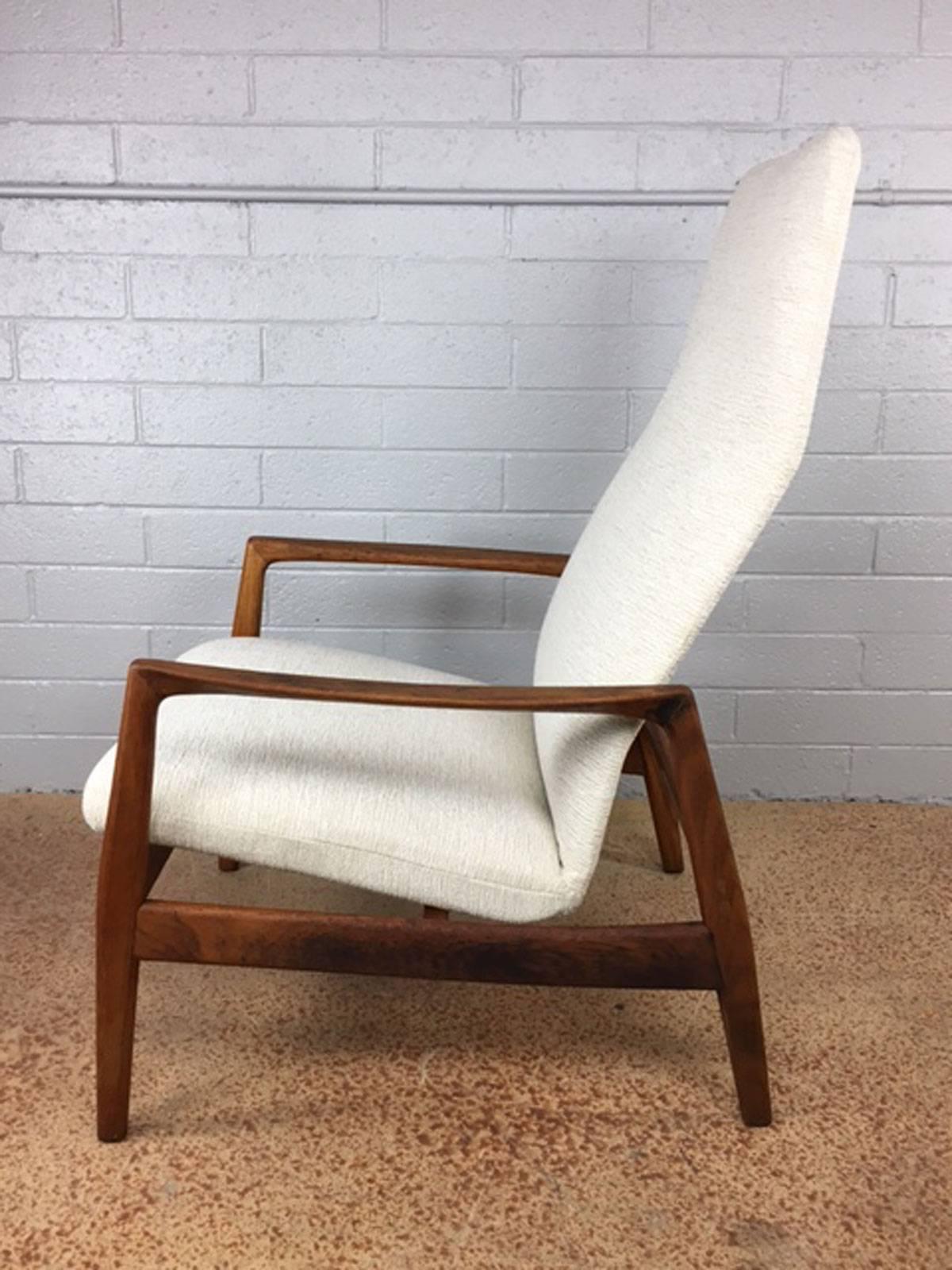 Mid-Century Modern Folke Ohlsson High Back Reclining Lounge Chair and Ottoman