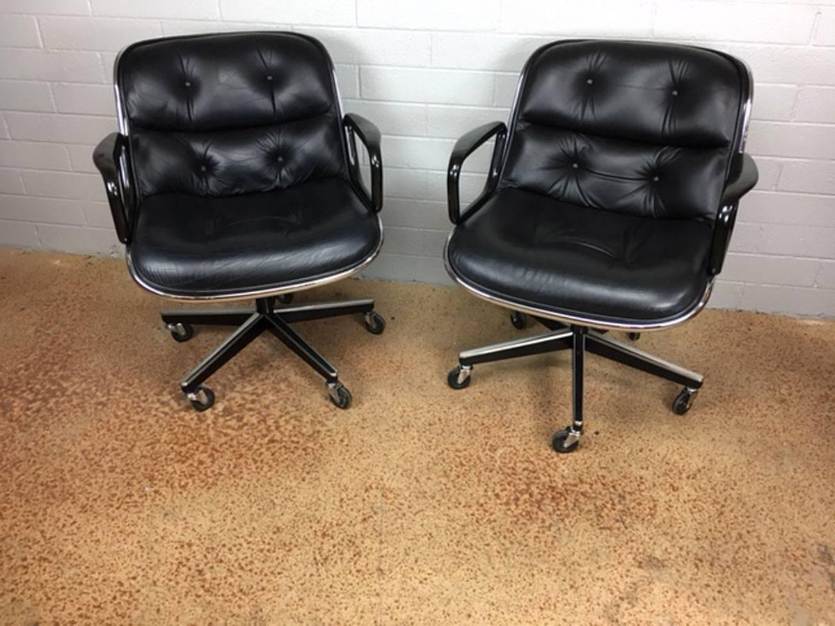 Charles Pollock Leather Executive Office Chairs for Knoll 2
