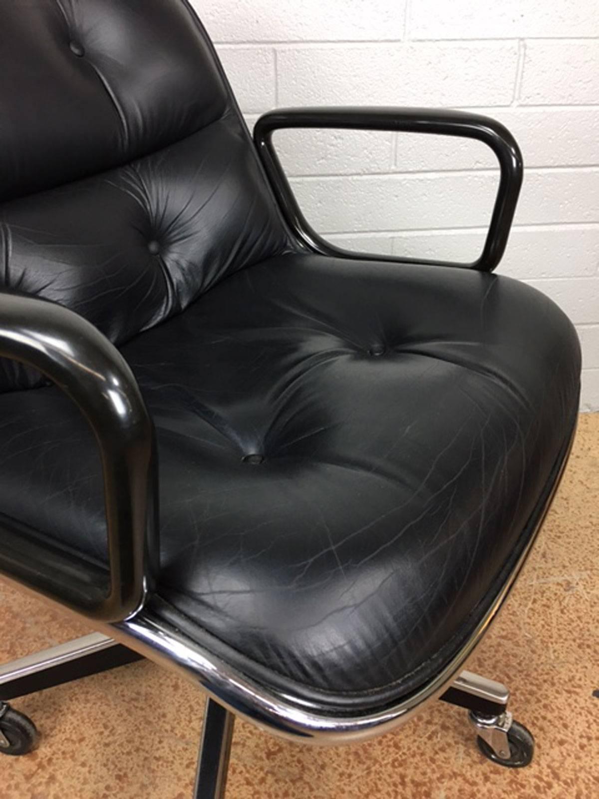 Late 20th Century Charles Pollock Leather Executive Office Chairs for Knoll