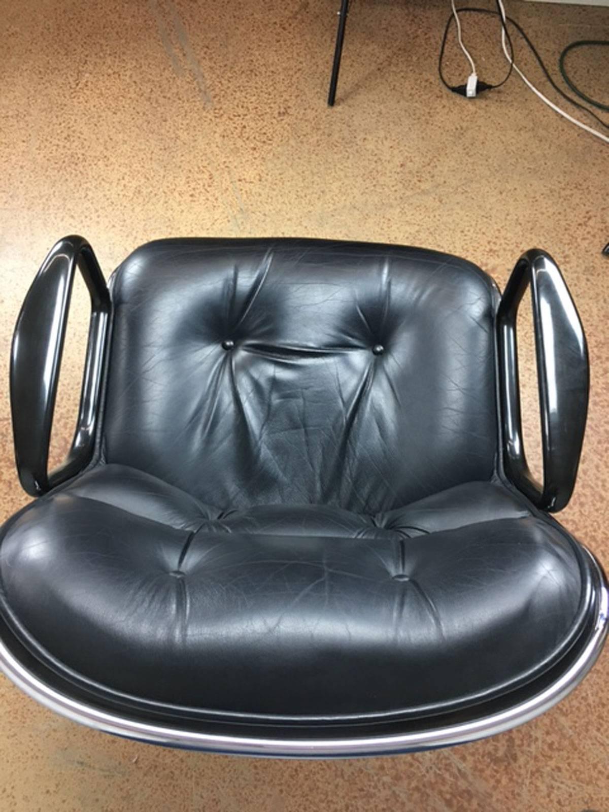 American Charles Pollock Leather Executive Office Chairs for Knoll