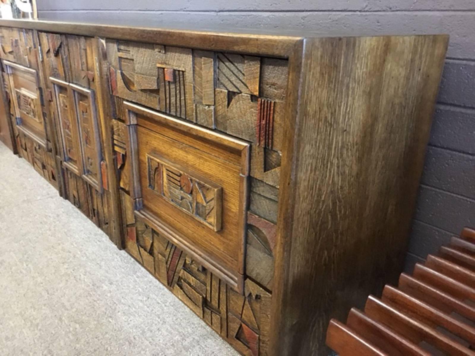 Mid-Century Modern Lane Brutalist Nine-Drawer Dresser