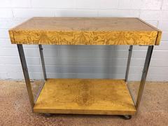 Milo Baughman Burl Wood Bar Cart