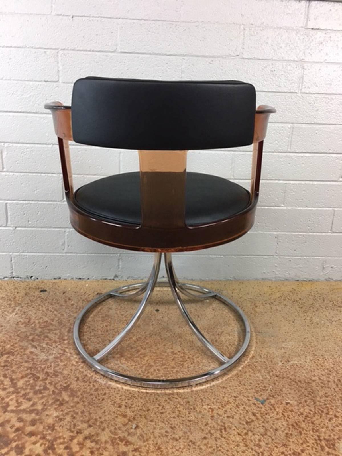 Acrylic Chrome and Leather Side Chairs In Good Condition In Phoenix, AZ