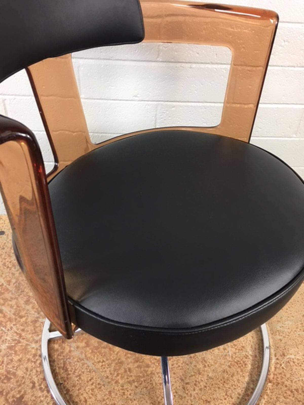 Late 20th Century Acrylic Chrome and Leather Side Chairs