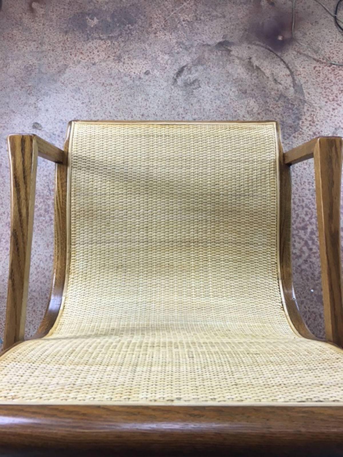 Oak Slipper Chair with Cane Sling In Excellent Condition In Phoenix, AZ