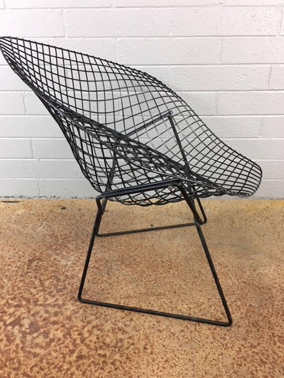 Mid-Century Modern Harry Bertoia Black Diamond Chair