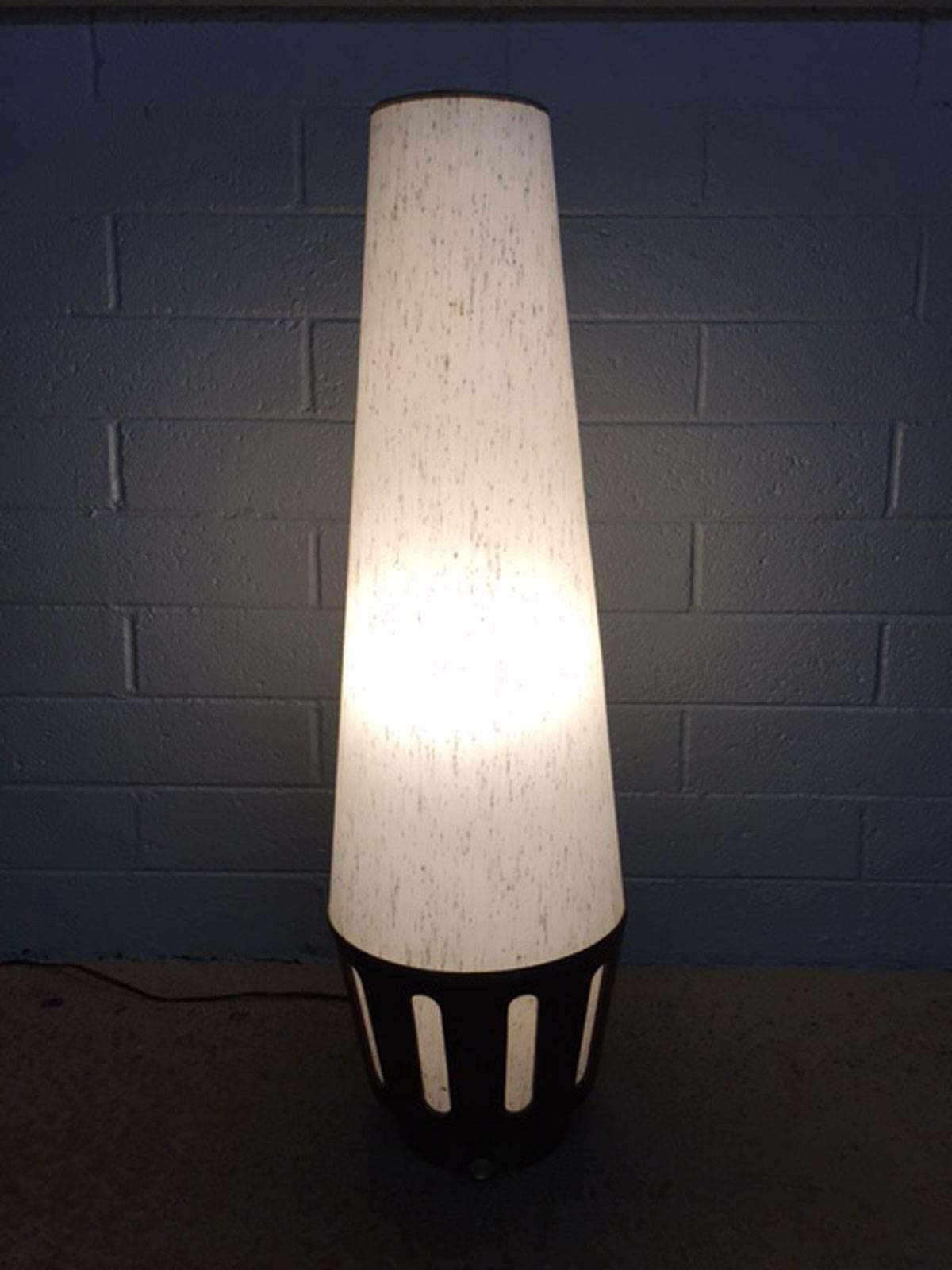 Attributed to Adrian Pearsall, circa 1960s cone style walnut base lamp with knob dimmer.