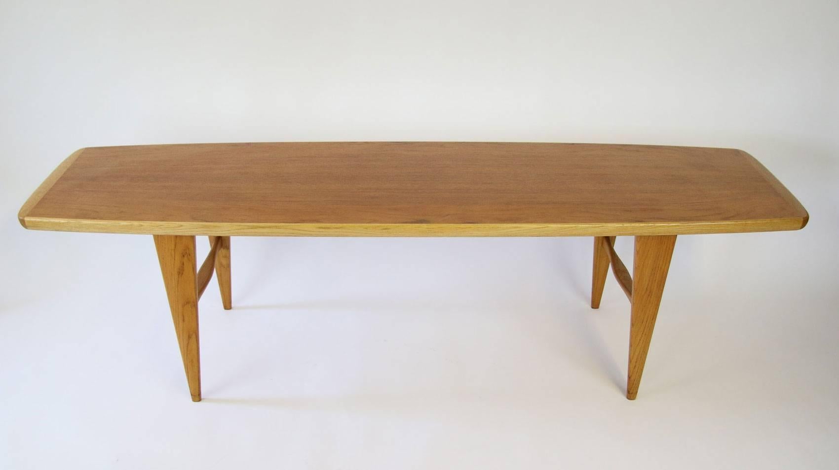 Mid-20th Century Svante Skogh Teak and Oak Surfboard Coffee Table For Sale