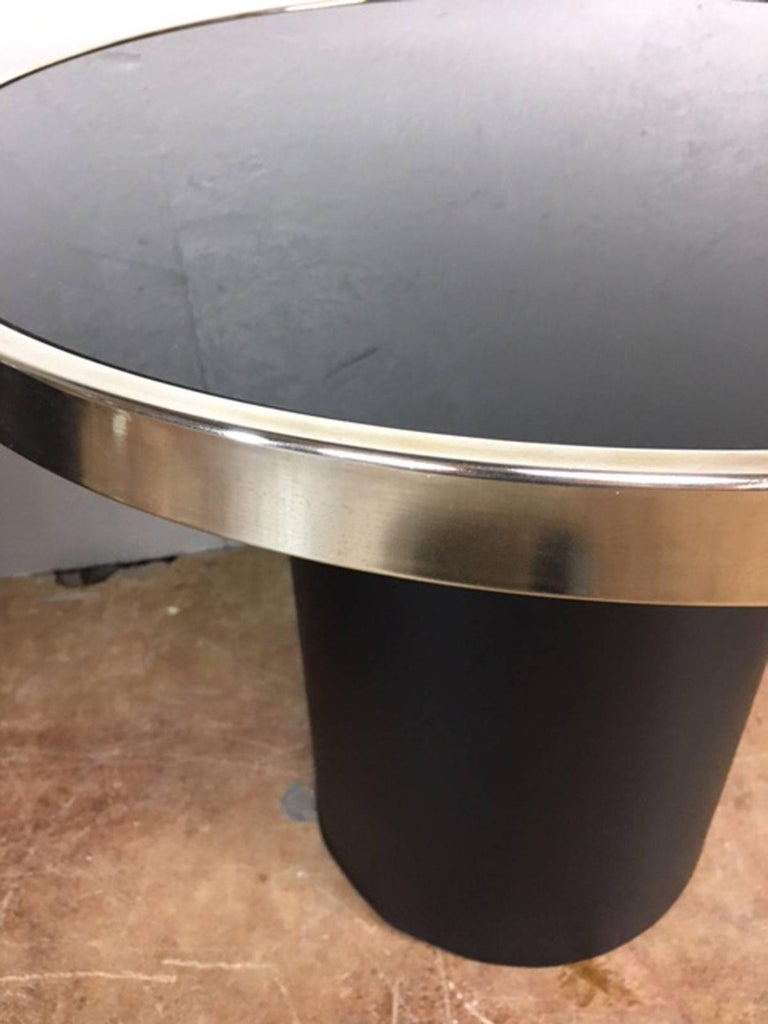 Design Institute of America DIA Black Glass and Chrome Side Table, Pair