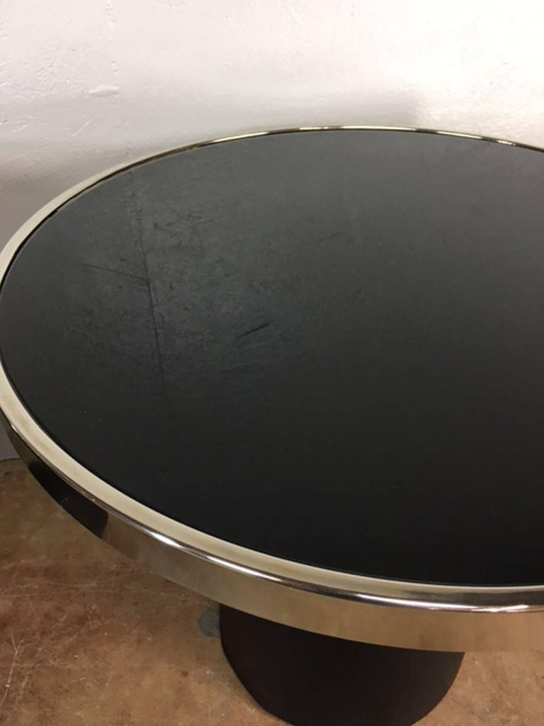 Design Institute of America DIA Black Glass and Chrome Side Table, Pair