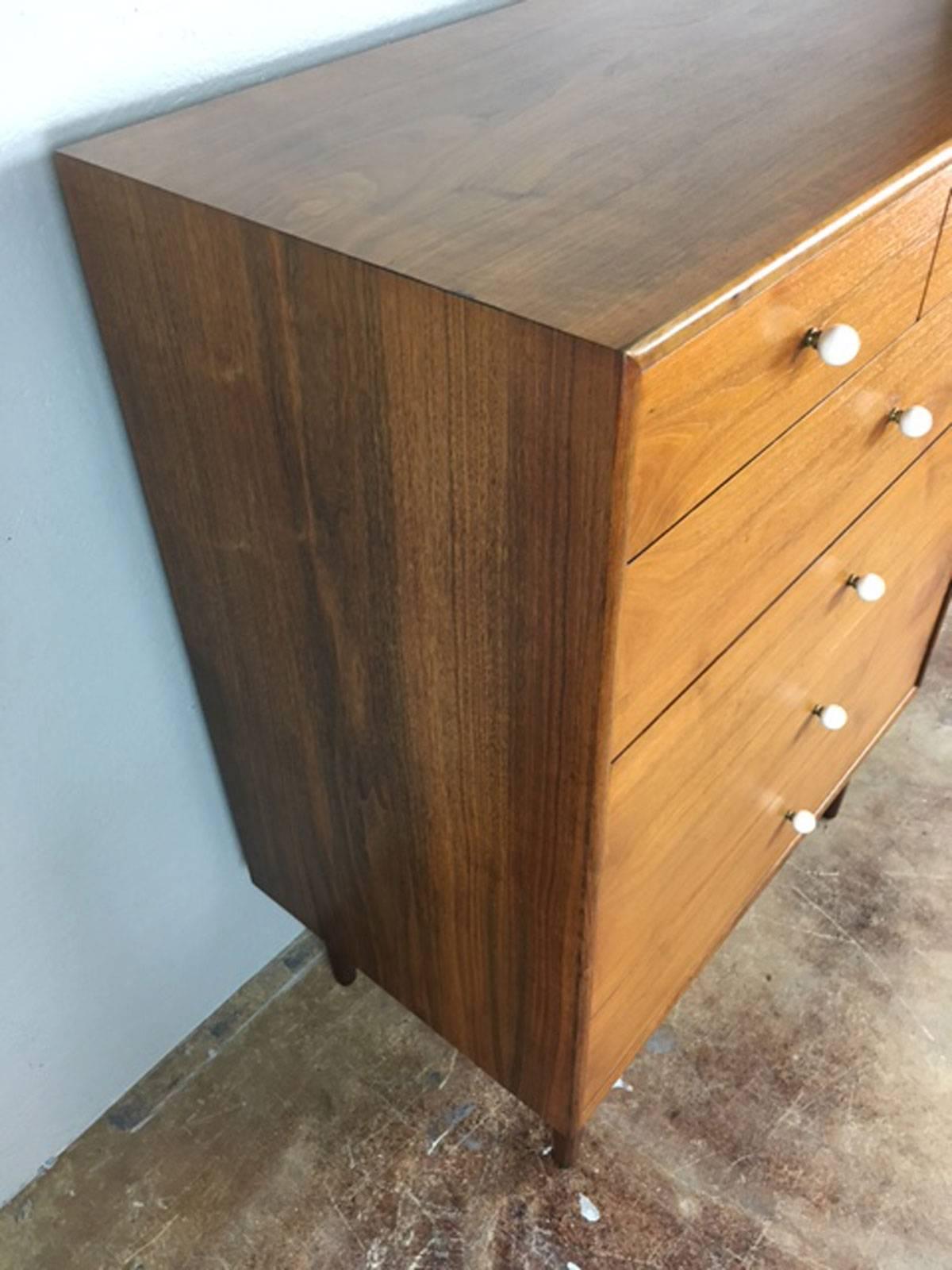 Mid-Century Modern Drexel Highboy Six-Drawer Dresser by Kipp Stewart