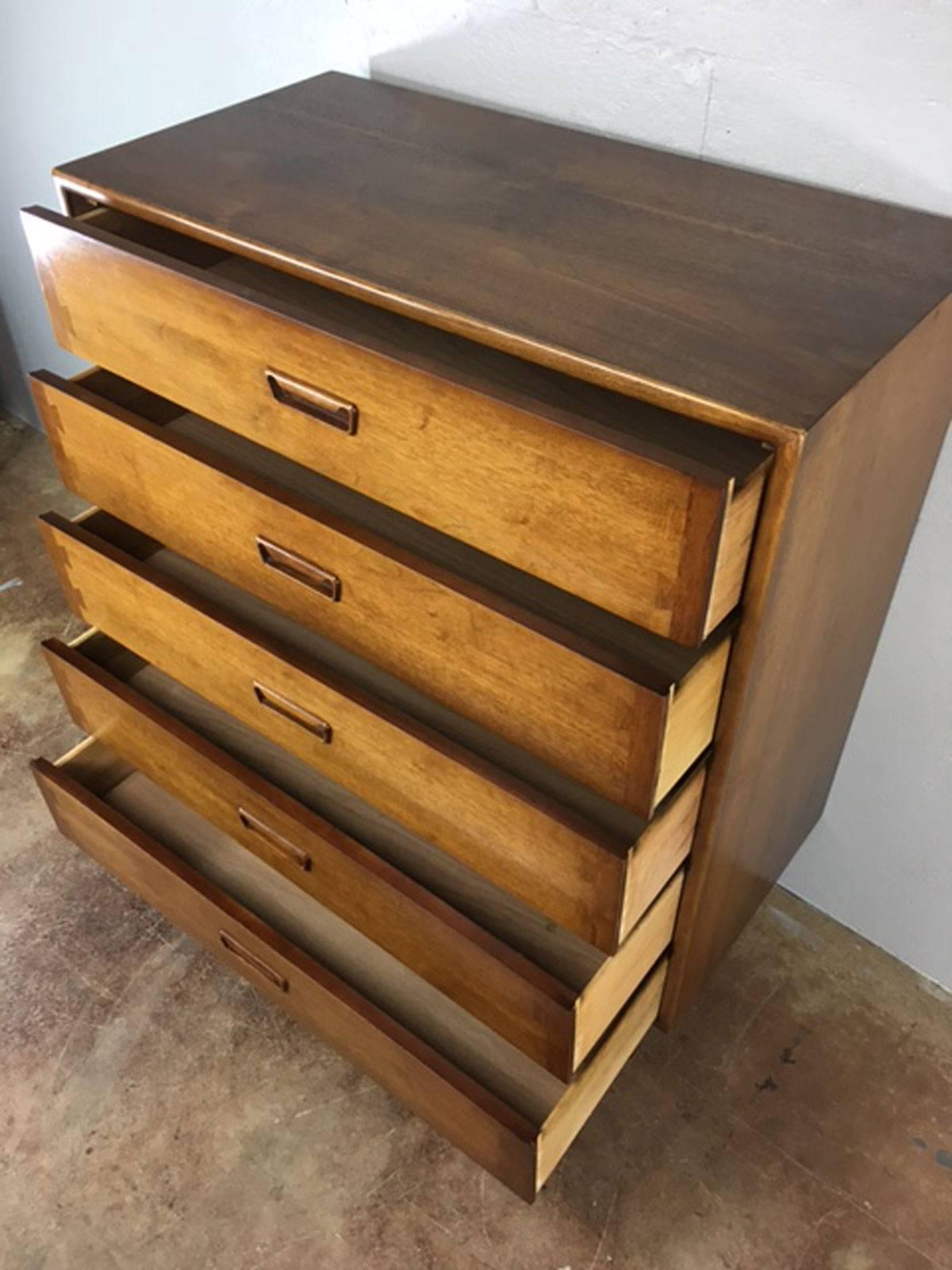 Mid-Century Modern Lane Highboy Five-Drawer Dresser