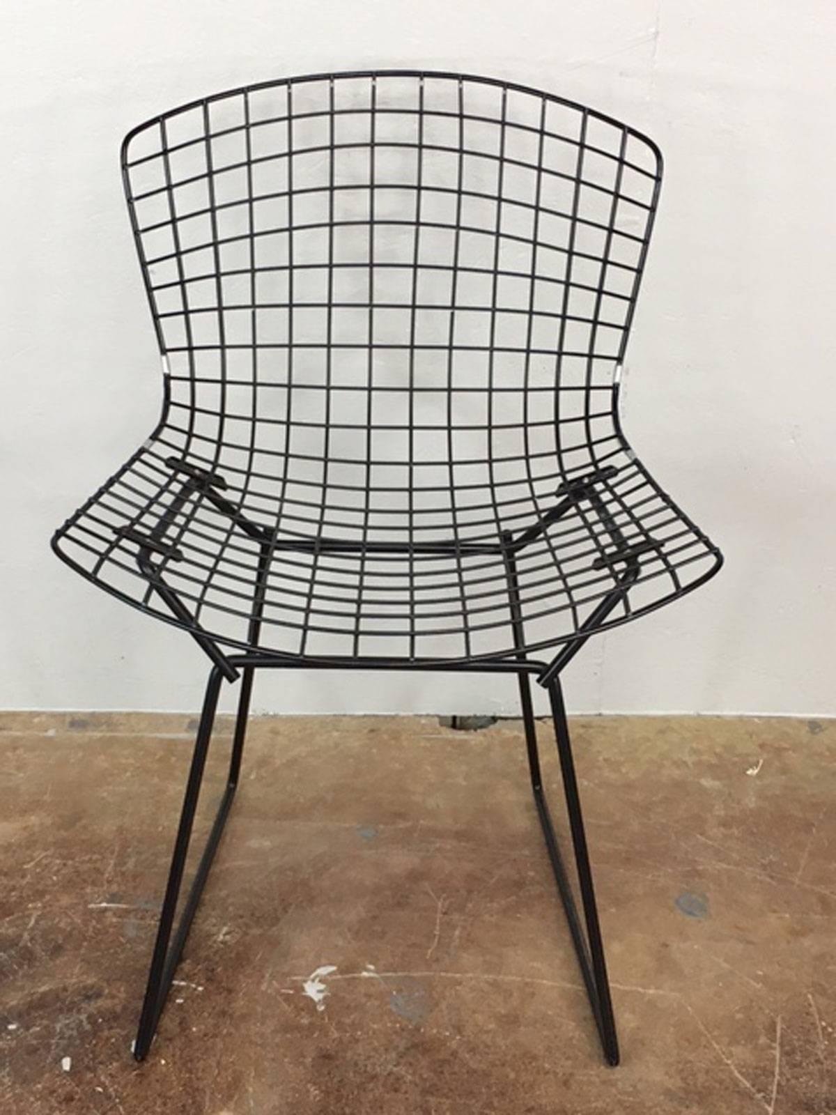 Harry Bertoia Black Wire Side Chair for Knoll For Sale at 1stDibs