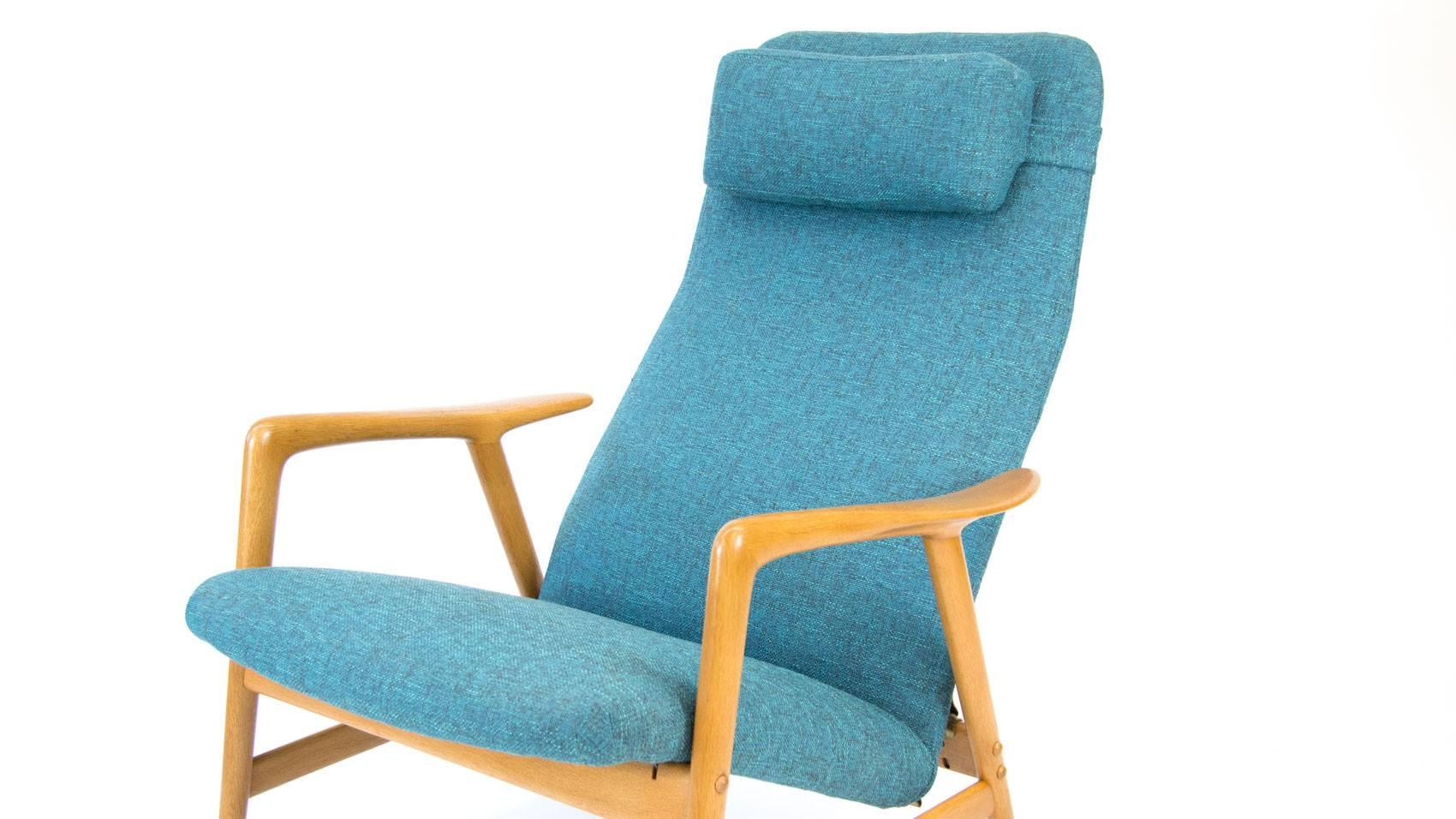 Alf Svensson for DUX of Sweden reclining armchair. Brand new upholstery in 
