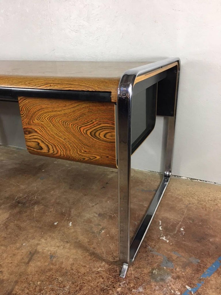 Peter Protzman Zebra Wood Desk By Herman Miller At 1stdibs Zebra Wood Desk Designed By Peter Protzman For Herman Miller Contemporary Tubular Chrome Frame