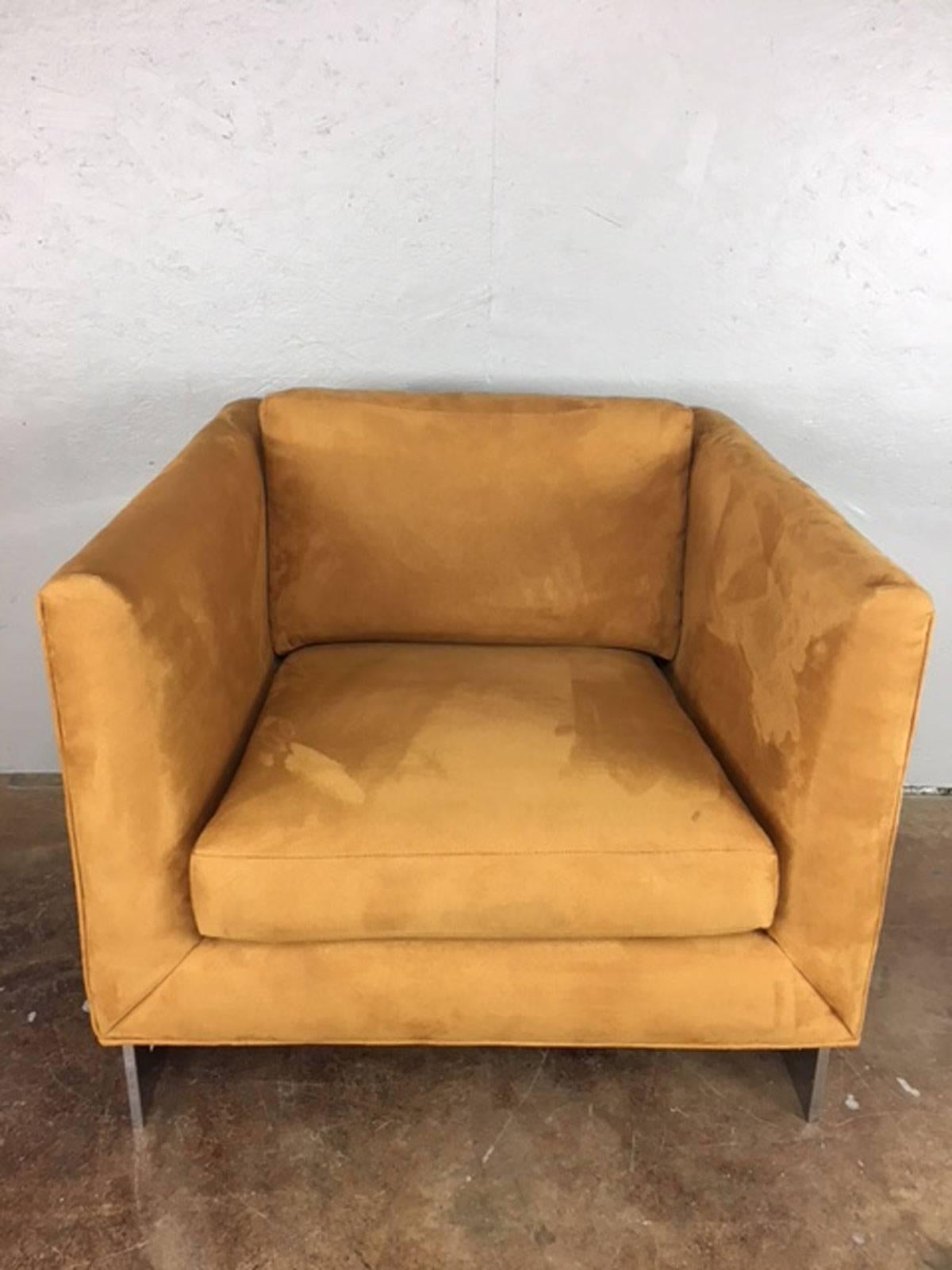 Mid-Century Modern Milo Baughman Chrome Wrapped Cube Chair For Sale