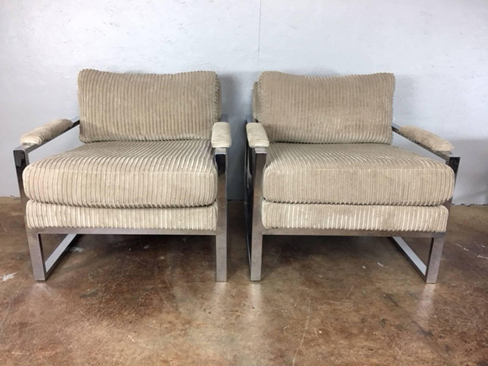 Late 20th Century Milo Baughman Lounge Chair, Pair
