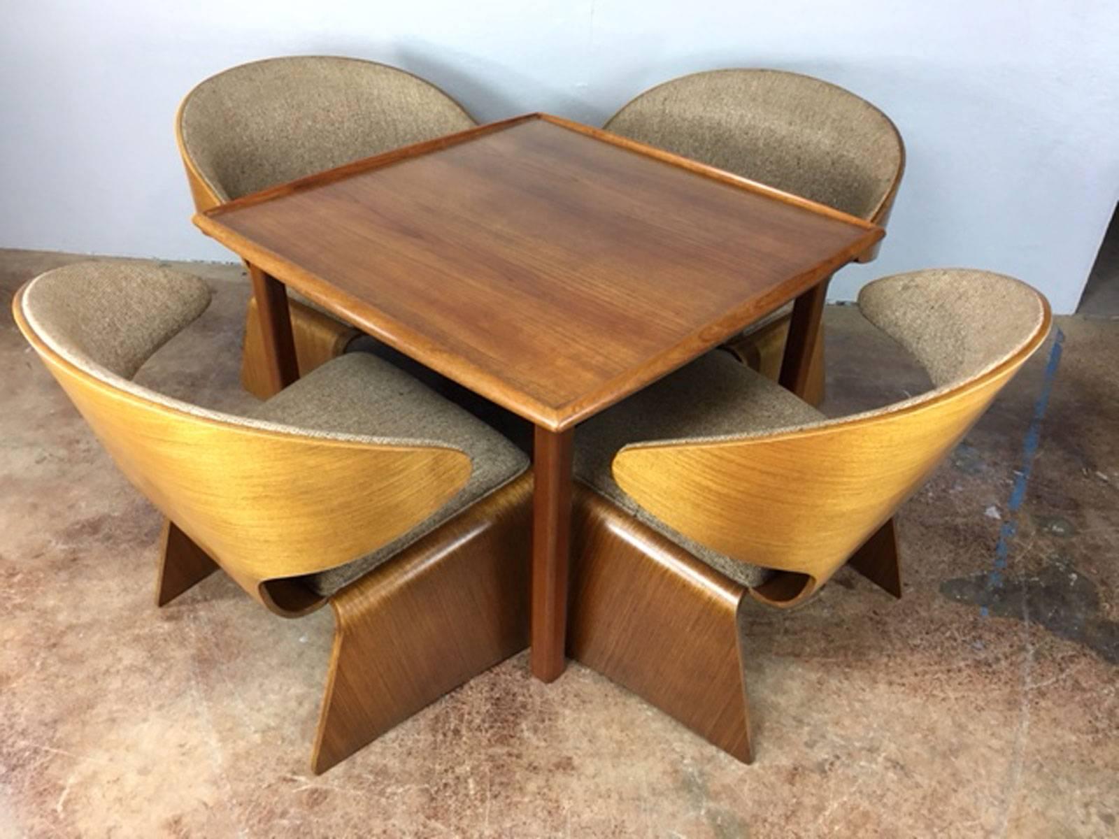 Mid-Century Modern Hans Olsen Bikini Set of Four Chairs and Game Table