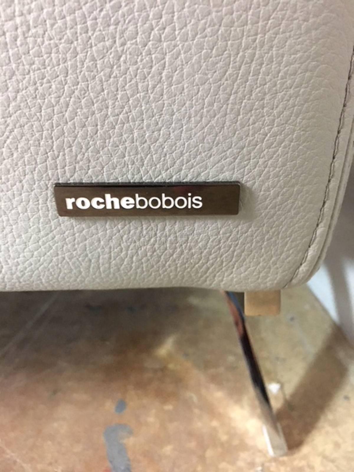 Roche Bobois Leather Sofa Sleek Chrome Legs 4