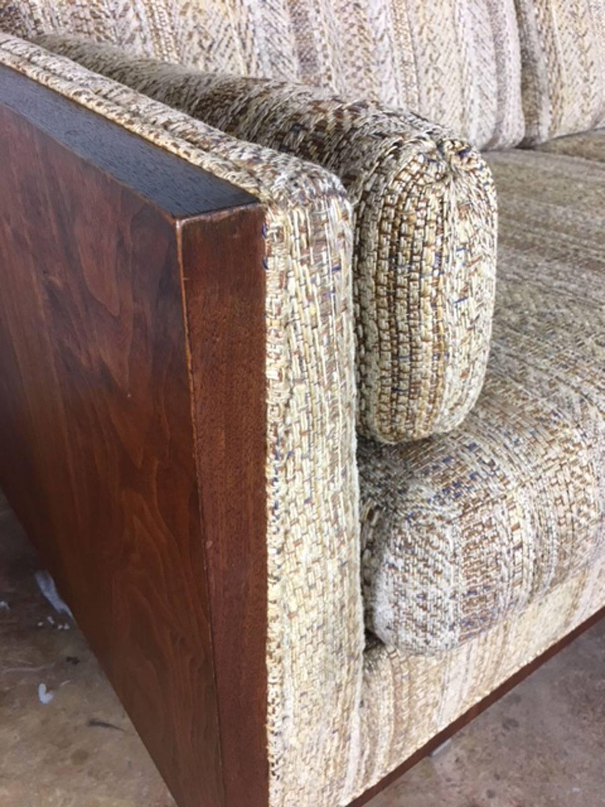 Milo Baughman Walnut Side Case Sofa In Good Condition In Phoenix, AZ