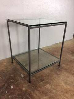 Florence Knoll Two-Tiered Chrome and Glass Side Table