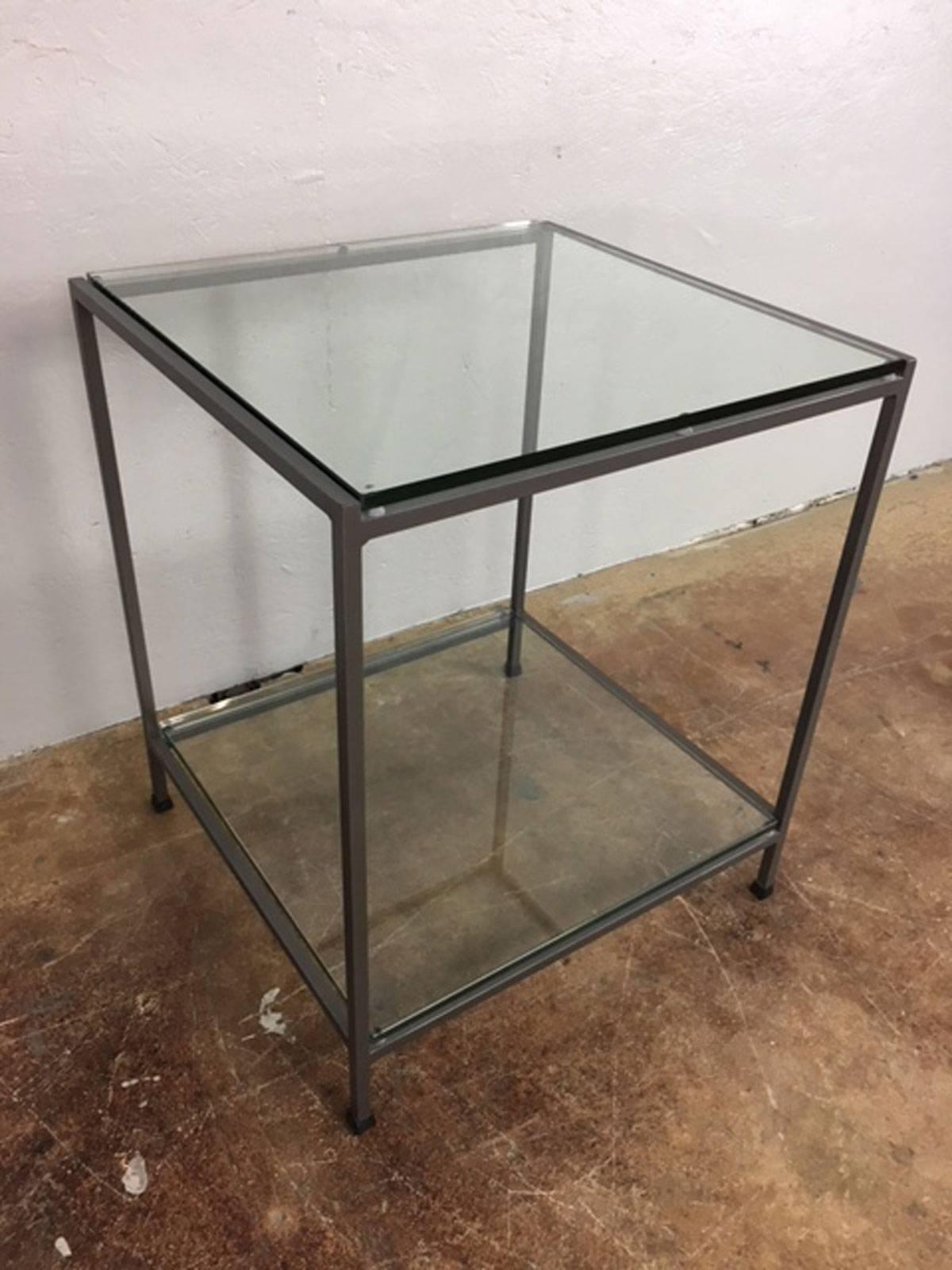 American Florence Knoll Two-Tiered Chrome and Glass Side Table For Sale