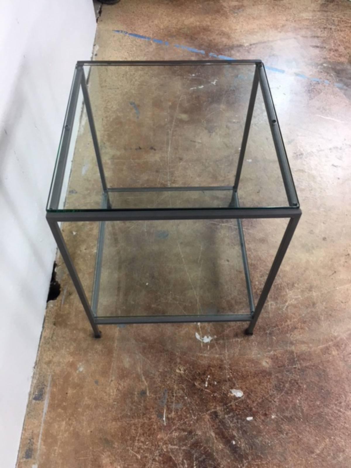 Late 20th Century Florence Knoll Two-Tiered Chrome and Glass Side Table For Sale