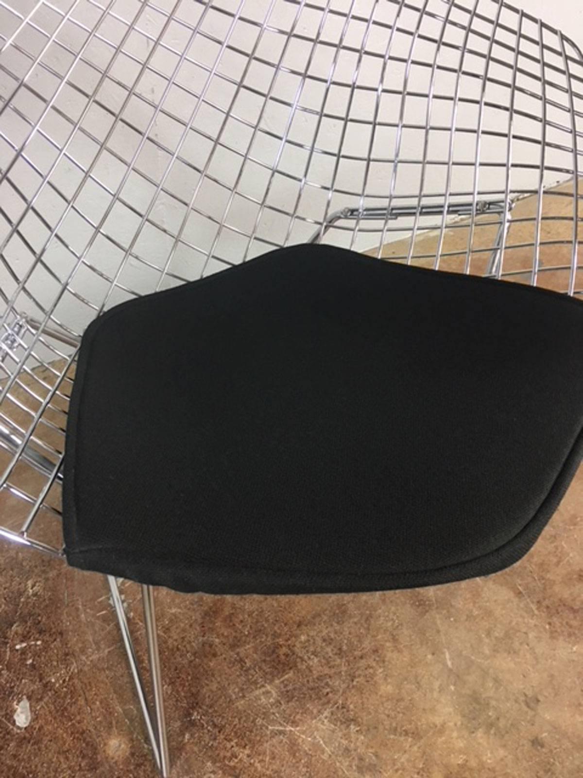 Late 20th Century Bertoia Diamond Chairs with Black Wool Pads by Knoll