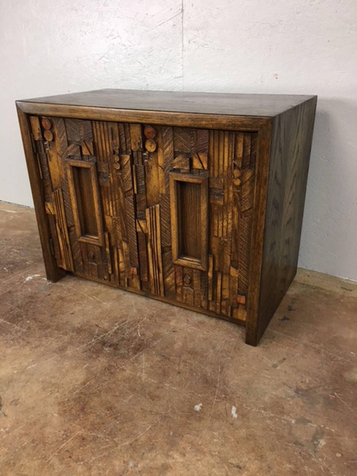 Very nice Brutalist nightstand by Lane in original condition. Cleaned up very, very nicely.