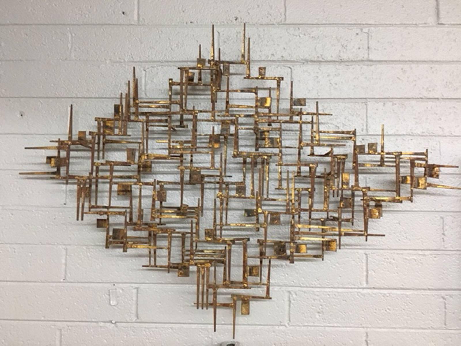 Large Brutalist nail wall sculpture, circa 1960s.