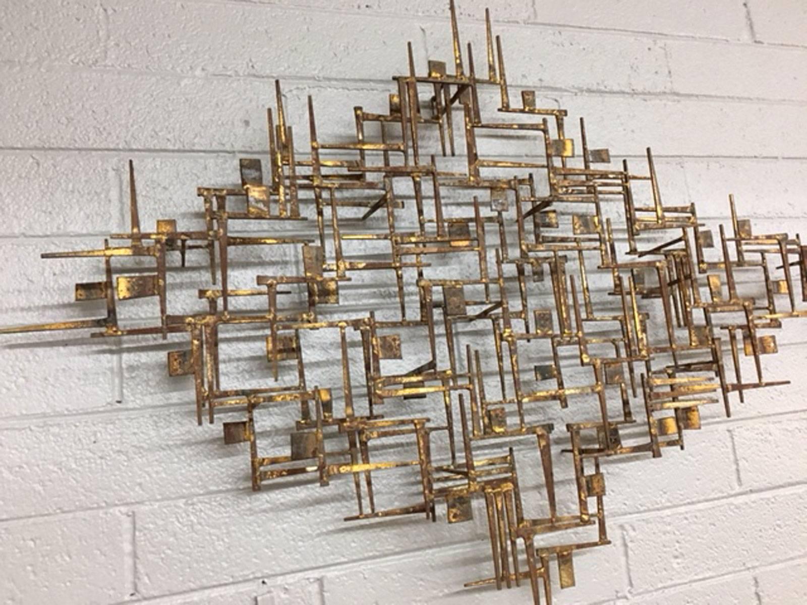 Mid-20th Century Brutalist Nail Wall Sculpture