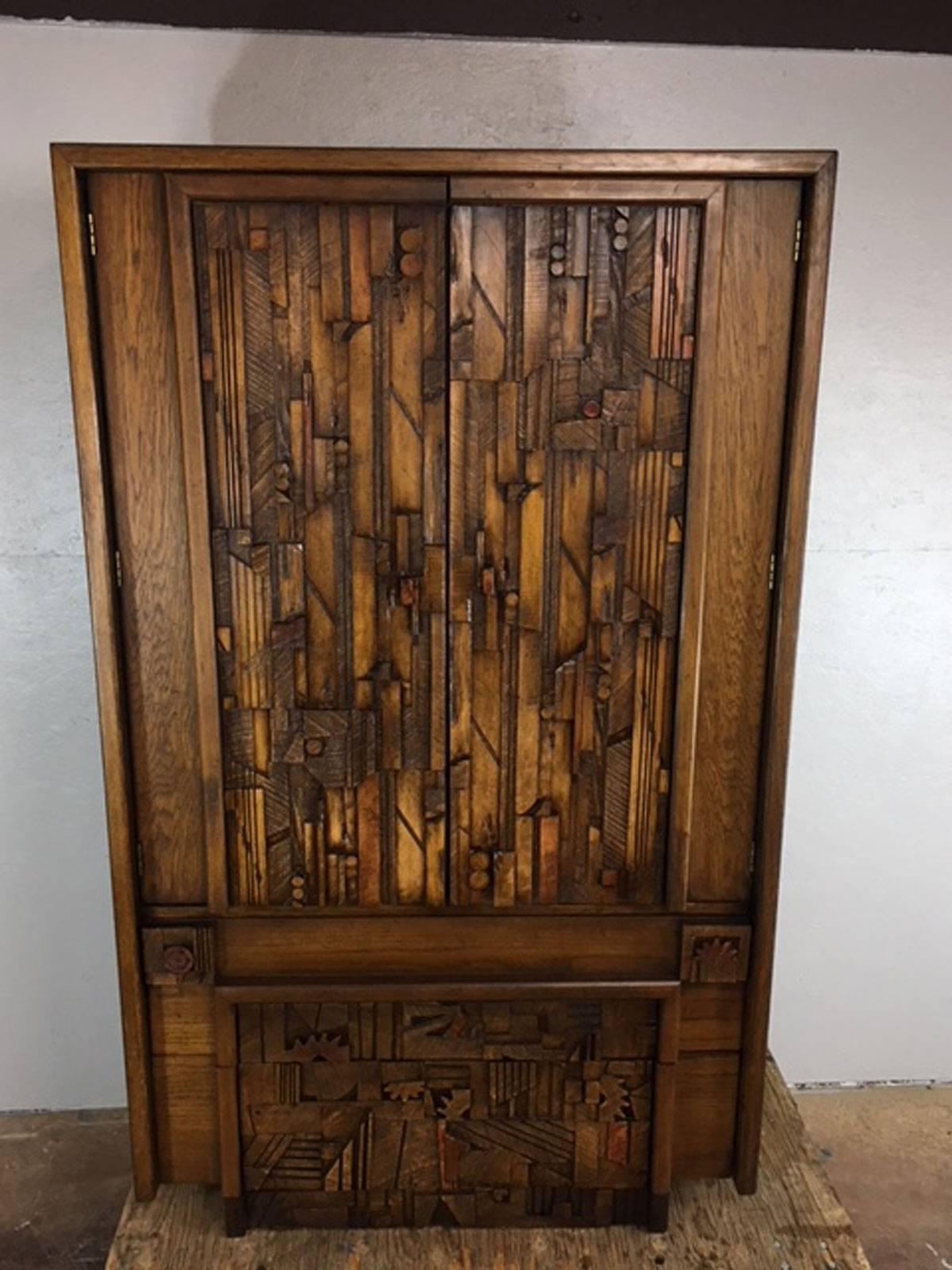 Brutalist Mosaic Wardrobe by Lane In Excellent Condition For Sale In Phoenix, AZ