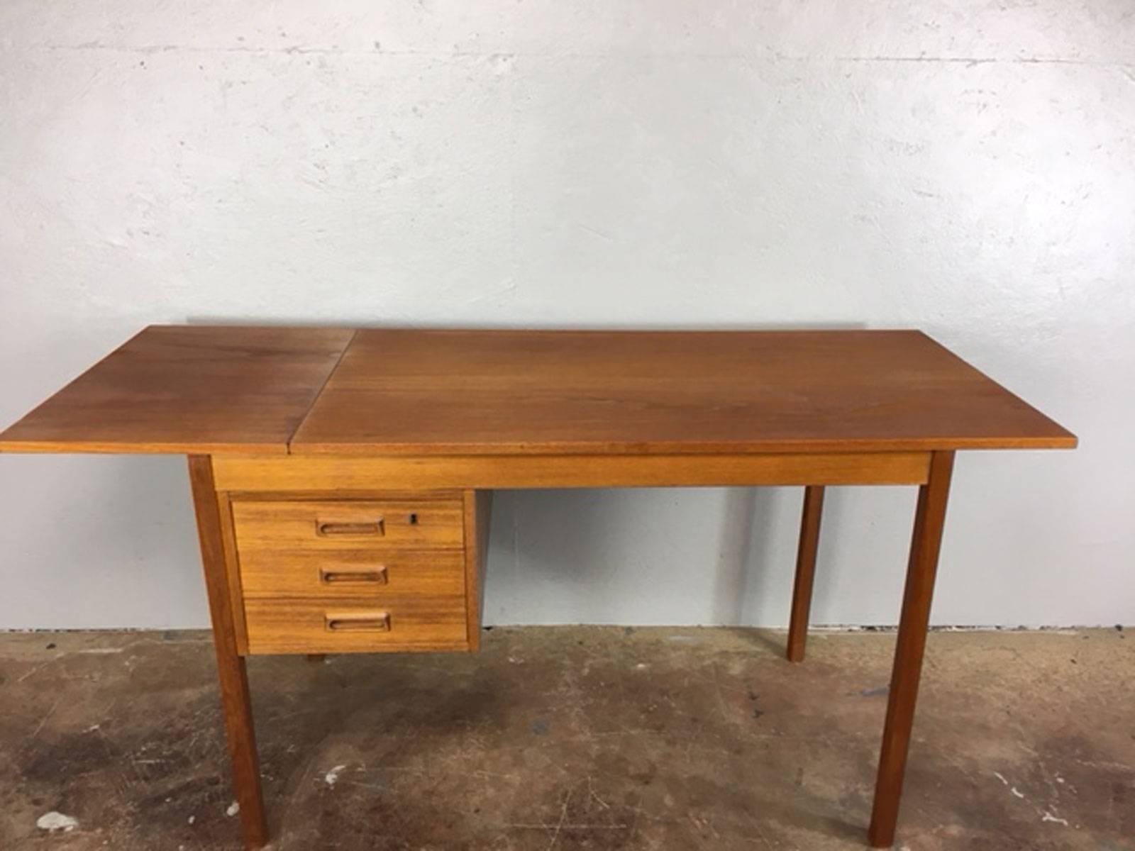 Danish Drop-Leaf Teak Desk For Sale