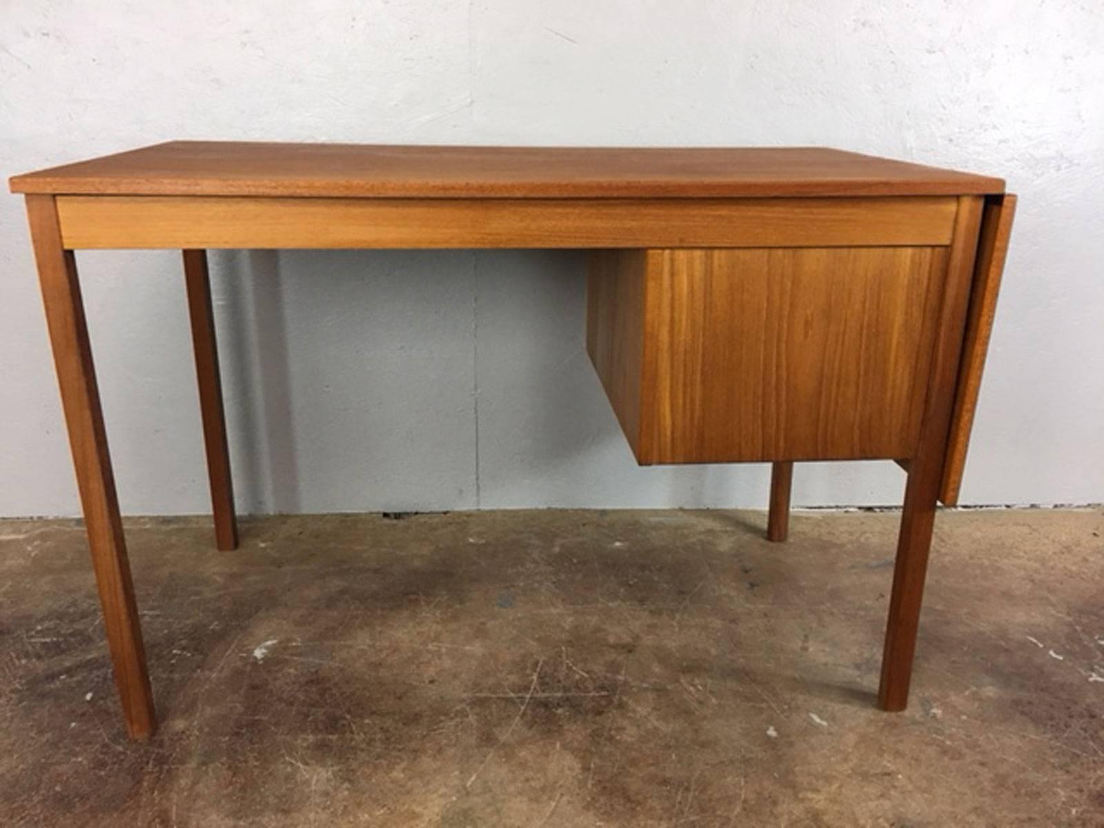 Mid-20th Century Drop-Leaf Teak Desk For Sale
