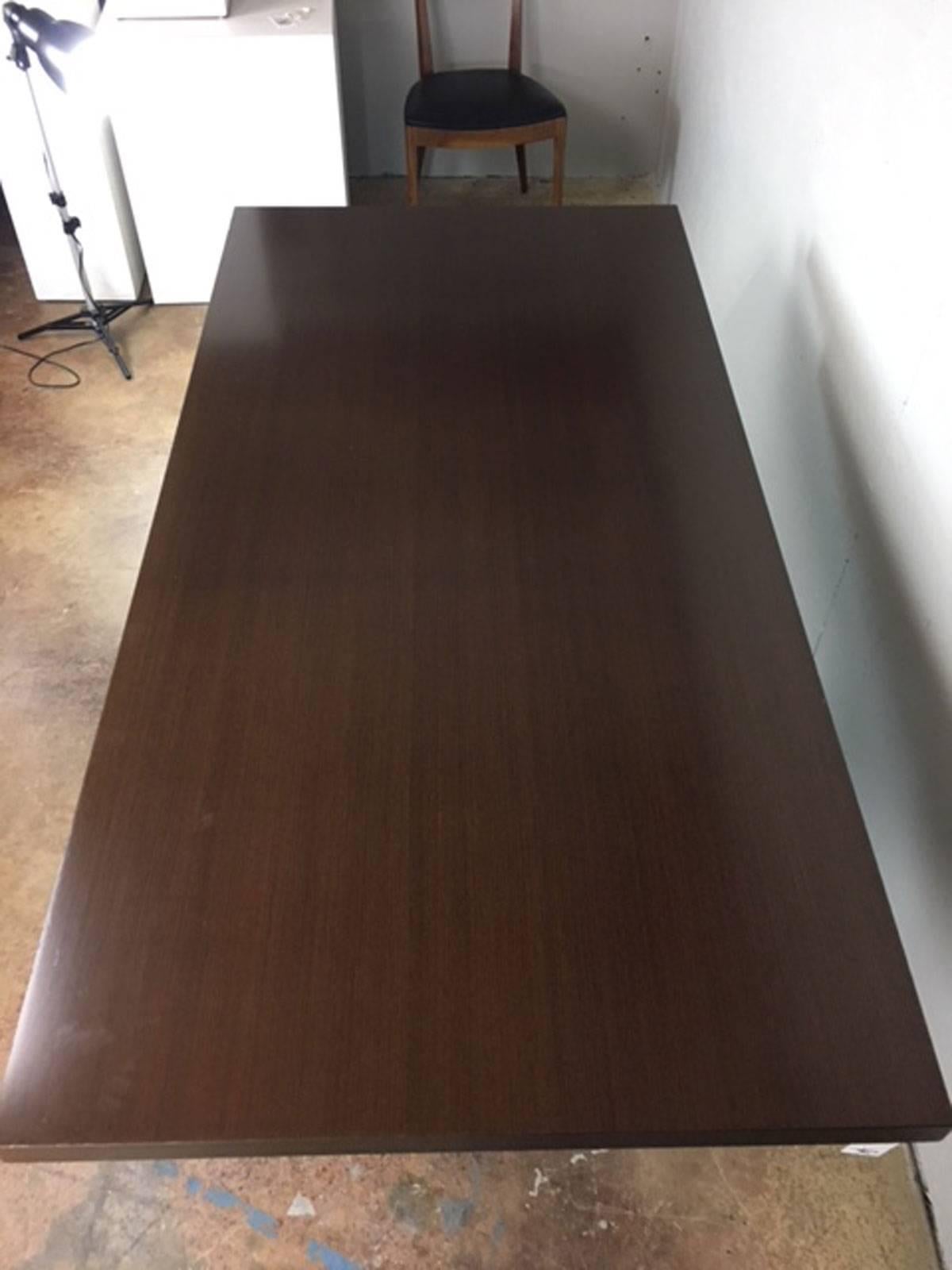 Wenge Wood and Brushed Steel Dining Table In Good Condition For Sale In Phoenix, AZ