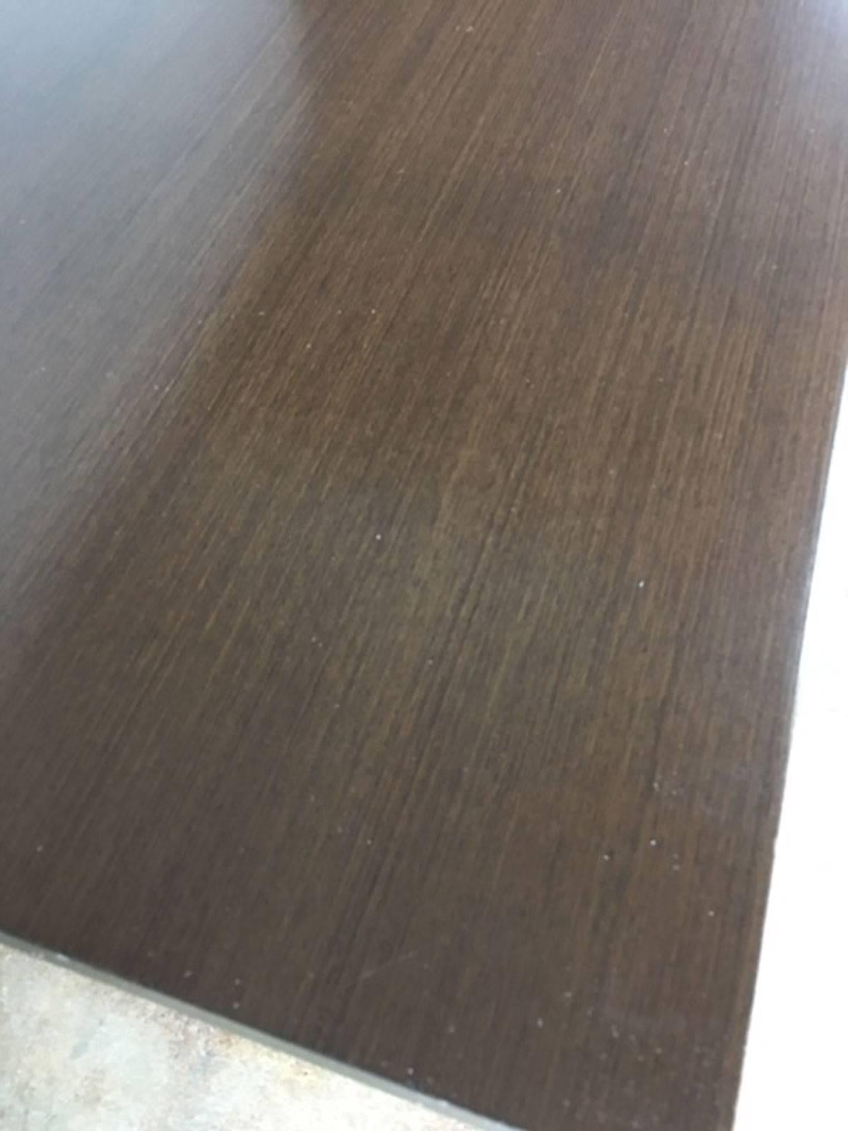 Mid-Century Modern Wenge Wood and Brushed Steel Dining Table For Sale