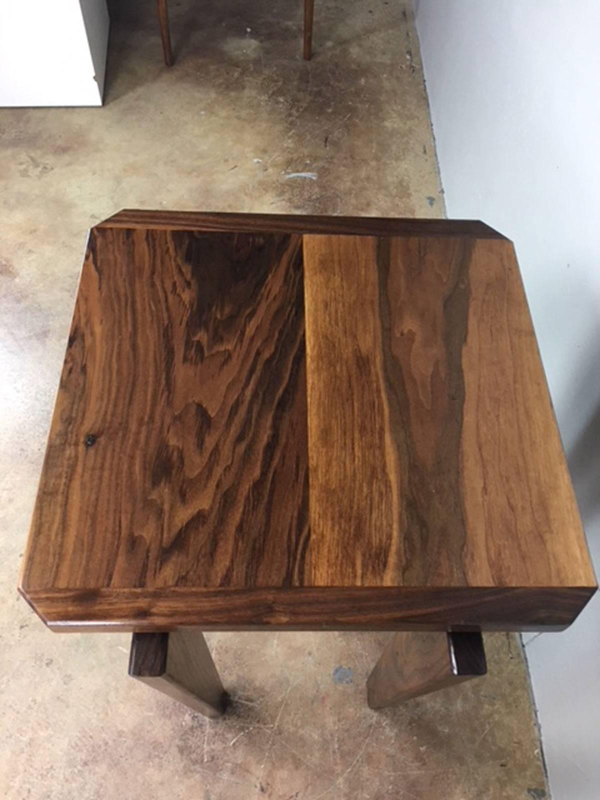 Walnut High Pedestal Side Table For Sale