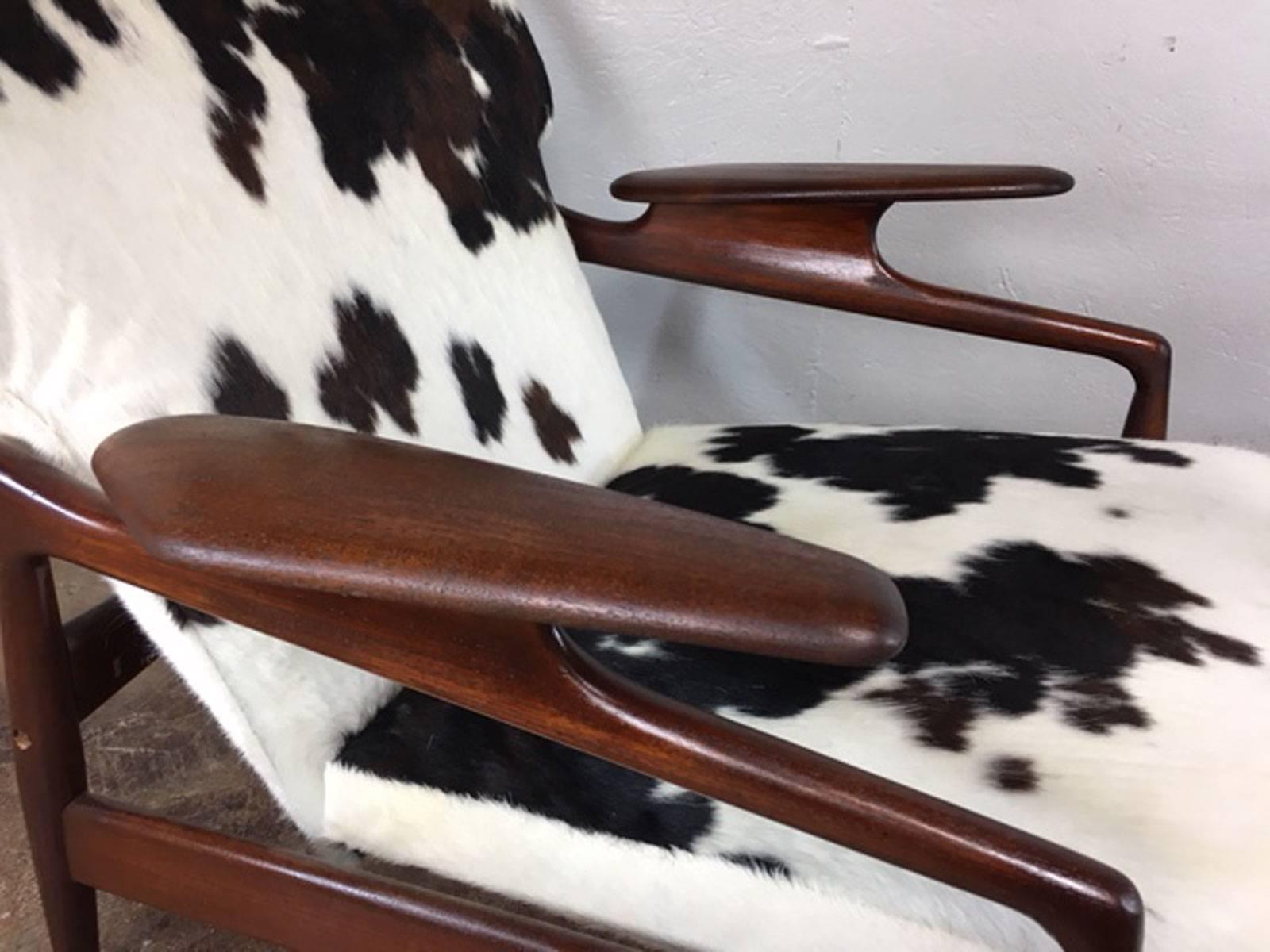 Finn Juhl Teak Reclining High Back Lounge Chair and Ottoman In Excellent Condition In Phoenix, AZ