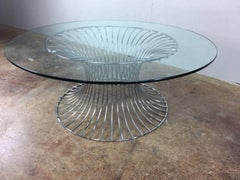Warren Platner Style Glass and Steel Coffee Table