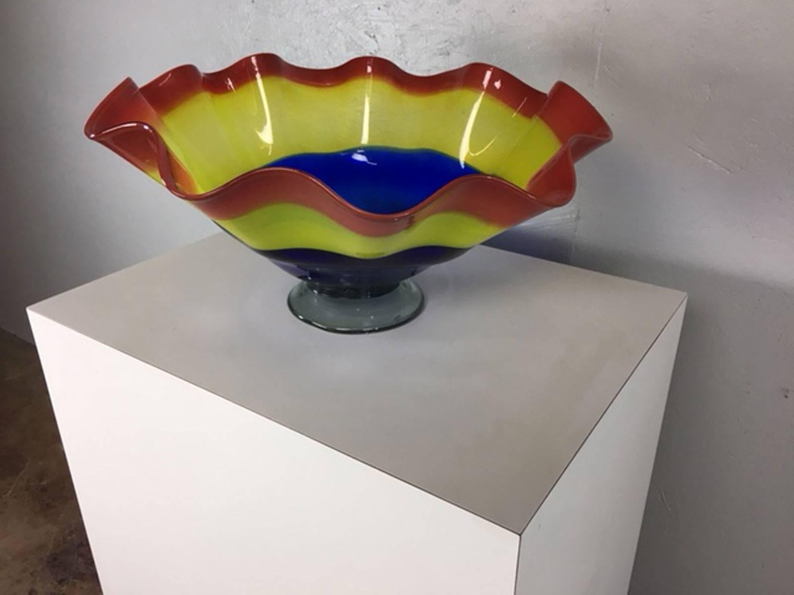 Handblown Art Glass Bowl For Sale 2