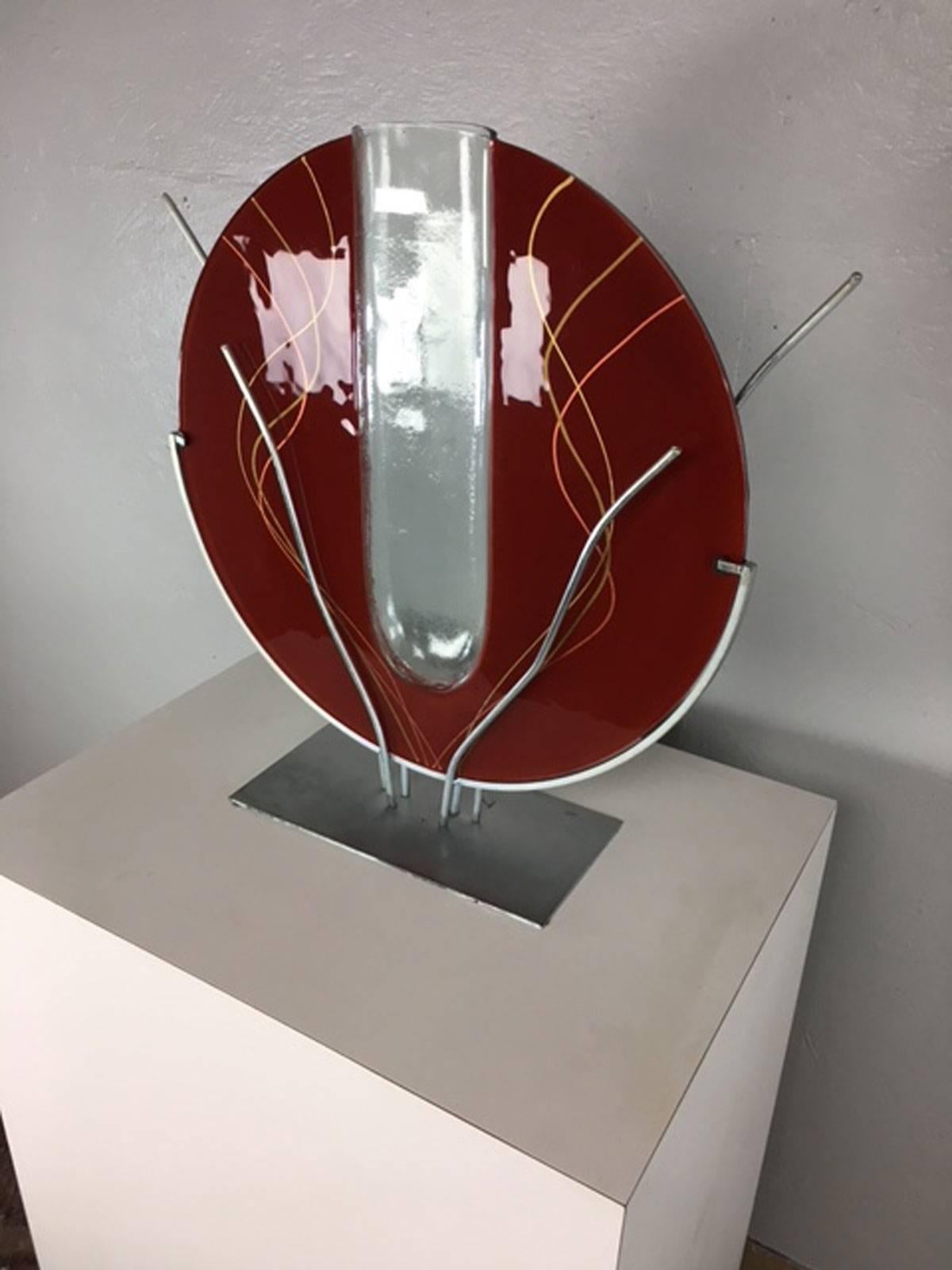 American Art Glass and Mixed Metal Sculpture by Mark Hines For Sale