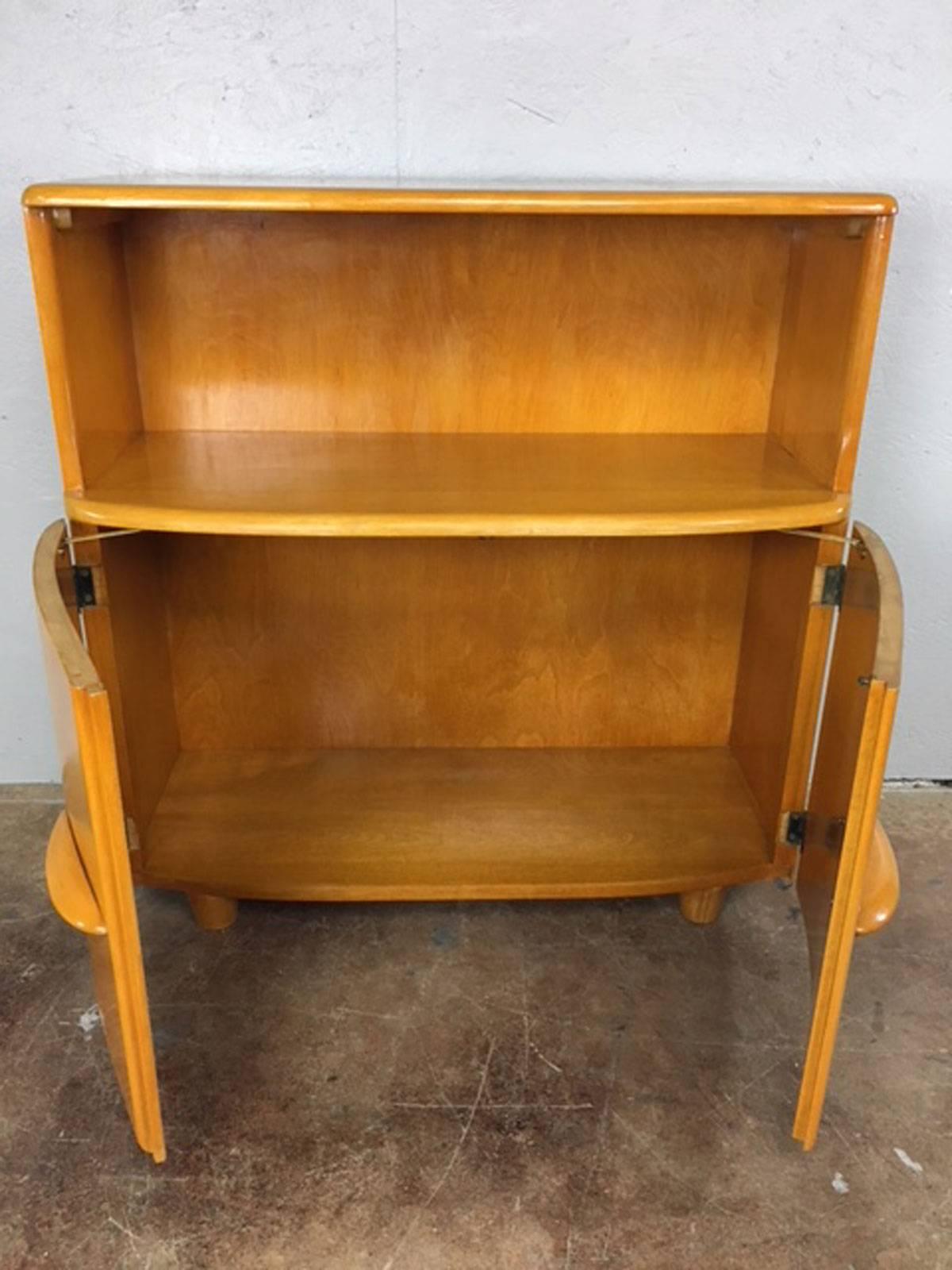 Smaller Heywood-Wakefield buffet or chest in original acquired condition. Solid maple. Nice enough to utilize as is or refinish yourself to acquire a perfect finish.