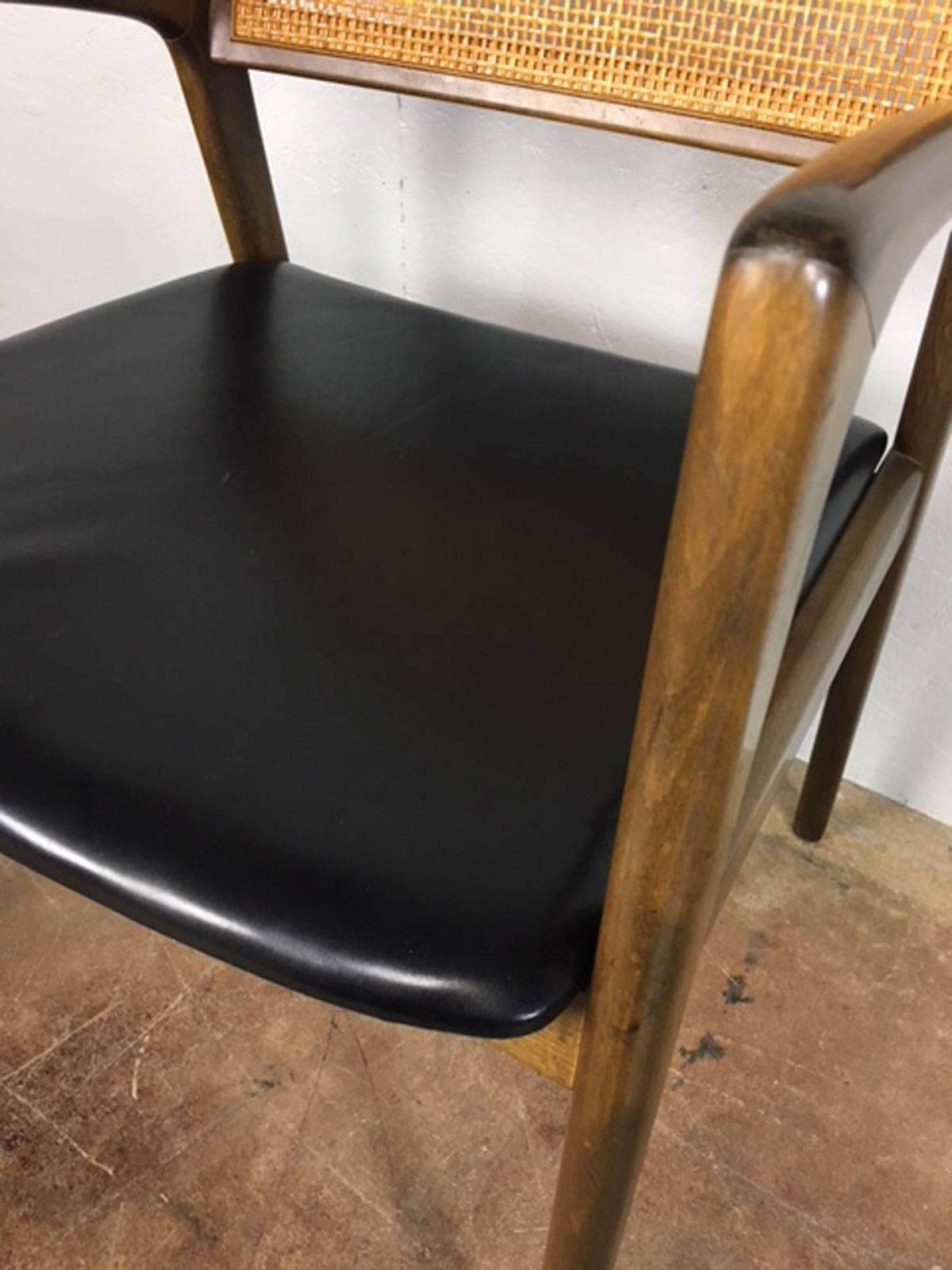 Erik Ekselius Cane Back and Leather Side or Dining Chairs 2